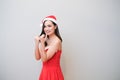 Asian girl with nice outfit, dress as santarina Royalty Free Stock Photo