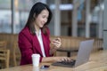 Asian girl shoping online by credit card Royalty Free Stock Photo