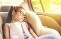 Girl sleeping in child car seat. Royalty Free Stock Photo