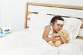 Asian girl sleeping in hospital Royalty Free Stock Photo