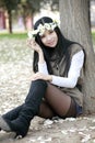 Asian girl in spring Royalty Free Stock Photo