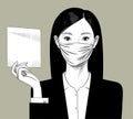 Asian girl with surgical mask on the face