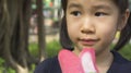 Asian girl taste eat ice cream concept Royalty Free Stock Photo