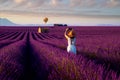 Asian girl travel in lavender field