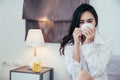 Asian girl who just wake up in the morning Royalty Free Stock Photo