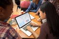 Asian girl working on laptop Royalty Free Stock Photo