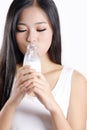 Asian girls drink milk