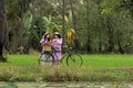 Asian girls The pink traditional of the VietNam.