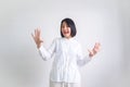 Asian girls wearing white shirts feel good Royalty Free Stock Photo