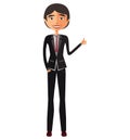 Asian Glad young businessman showing thumb up cartoon vector Royalty Free Stock Photo