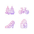 Asian gradient linear vector icons set. Royalty Free Stock Photo