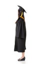 Asian graduation woman of side view Royalty Free Stock Photo