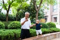 Asian grandfather and grandson