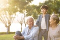 Asian grandparents enjoying good time with grandson Royalty Free Stock Photo