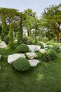 Asian green lawn backyard garden decorations Royalty Free Stock Photo