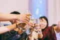 Asian group of friends having party with alcoholic beer drinks a Royalty Free Stock Photo