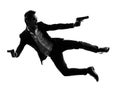 Asian gunman killer jumping shooting silhouette Royalty Free Stock Photo