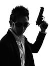 Asian gunman killer portrait silhouette