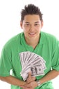 Asian guy showing off money Royalty Free Stock Photo