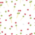 Asian hanami dango dessert sticks seamless pattern