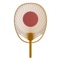 Asian hand fan, traditional cooling device vector realistic illustration