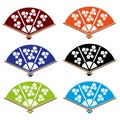 Asian hand fan various colors set