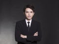 Asian handsome Business man in black suit