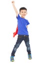 Asian happy superhero kid hero raise hand