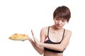 Asian healthy girl hate french fries and fired chicken say no Royalty Free Stock Photo