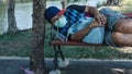 Man sleeping on a bench Royalty Free Stock Photo