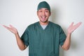 Asian hospital nurse man smiling happy while open his arms Royalty Free Stock Photo