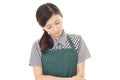 Disappointed housewife in apron