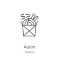 asian icon vector from hobbies collection. Thin line asian outline icon vector illustration. Outline, thin line asian icon for