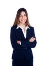 Asian indian business woman smiling with blue suit