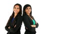 Asian Indian businesswoman in group standing with folded hands