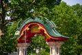 Asian inspired entrance to the Berlin Zoo in summertime