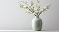 Asian-inspired Green Vase With Branches And White Flowers