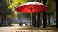 Asian-inspired Red Umbrella On Path: A Blend Of Confucian Ideology And Verdadism