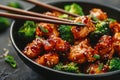 Asian inspired Sesame Chicken Broccoli Bowl