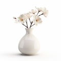 Asian-inspired Zbrush Style: White Flowers In Porcelain Vase Royalty Free Stock Photo