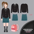 Asian international women university and high school uniform set , Thai uniform version 5