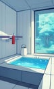 Asian or Japanese style bathroom, relax onsen anime style Royalty Free Stock Photo