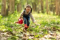 Asian kid Afforest plant sapling tree outdoors in nature spring for reduce global warming growth feature and take care nature eart Royalty Free Stock Photo