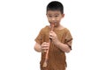 Asian kid with flute in thailand dress Royalty Free Stock Photo