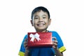 Asian kid smile receive a present Royalty Free Stock Photo