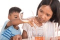 Asian kids and science experiments Royalty Free Stock Photo