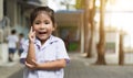 Asian kids student comand action with face mask Royalty Free Stock Photo