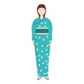 Asian kimono icon cartoon vector. Woman costume