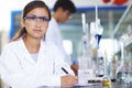 Asian Laboratory scientist working at lab with test tubes Royalty Free Stock Photo