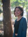 Asian lady in the forest